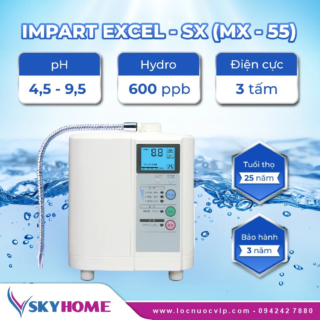Impart Excel-SX (MX-55) 02 Máy điện giải ion kiềm Impart Excel-SX (MX-55) Nhật Bản