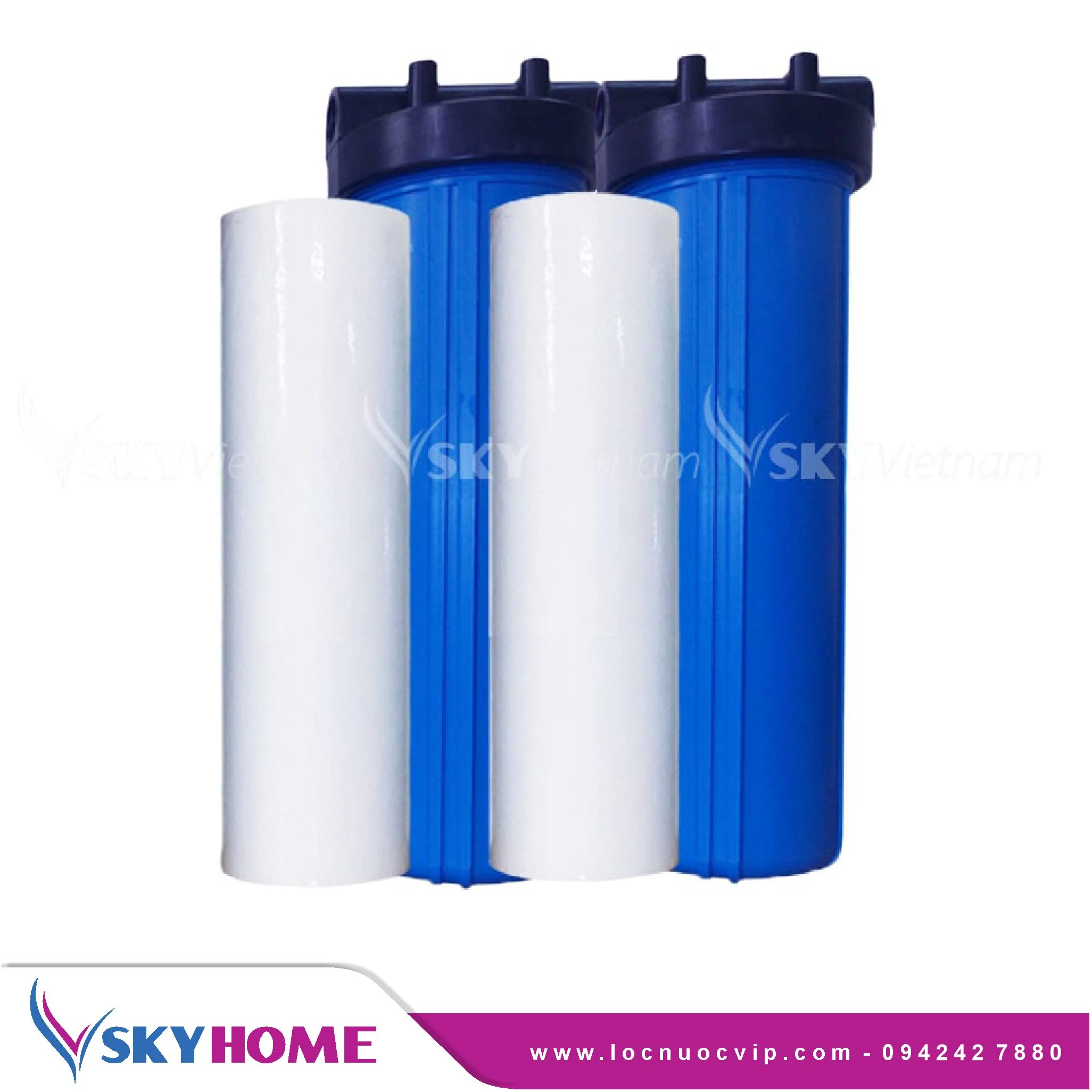 Bộ 02 Cốc lọc nước 20inch béo lọc chặn, lọc thô