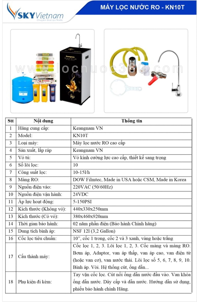 Máy lọc nước RO Keangnam 10 lõi KN10T