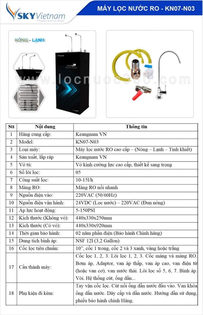 Máy lọc nước RO Keangnam Nóng – Lạnh KN07-N03 8 Máy lọc nước RO Keangnam Nóng – Lạnh KN07-N03