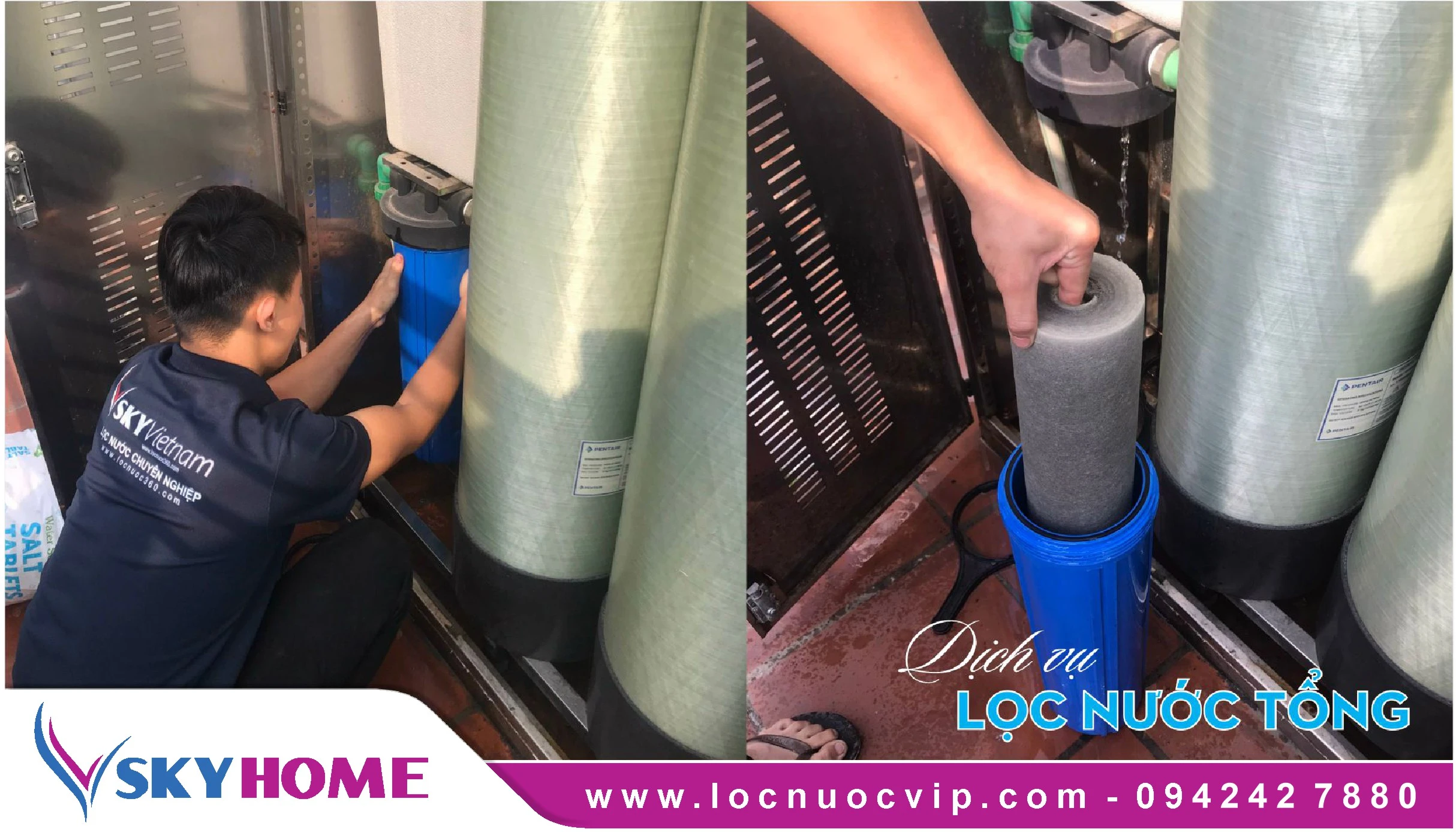 Dịch vụ thay vật liệu lọc nước của Máy lọc tổng sinh hoạt đầu nguồn